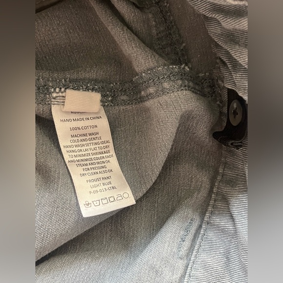 ROUCHA women’s high waisted utility pants jeans Sz. 32 cotton, blue wide leg - Picture 4 of 7